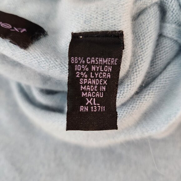 Women's Ruched Long Sleeve Context Cashmere Blend Light Blue Sweater Size XL - Picture 12 of 13